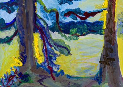 Gillian Bedford, Pine Trees by Lake Itasca, Acrylic and Oil on Canvas